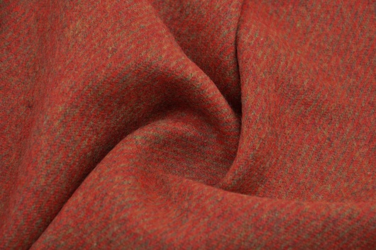 Wollmischung Doubleface Rot / Sand