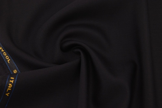 Satin Schurwolle-Elasthan m. Schriftleiste Schwarz