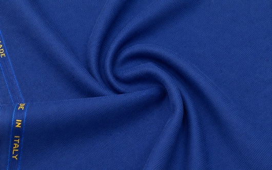 Flanell mit Schriftleiste Schurwolle Royalblau